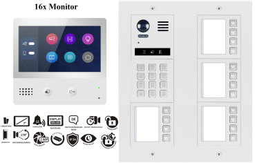 Preview: Sechszehn Familien Video Türsprechanlage ZD471+DT821 Mehrfamilienhaus